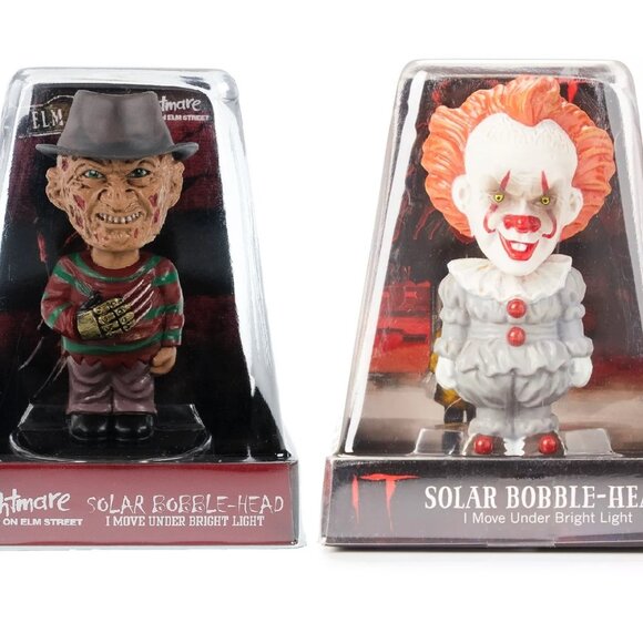 (2) Solar-Powered Bobble Heads - PENNYWISE & FREDDY KRUEGER - Picture 1 of 8